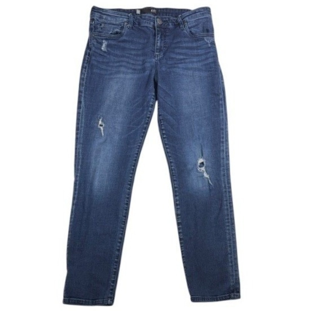 Kut from the Kloth Womens Size 10 Dark Wash Distressed Skinny Jeans Mid Rise